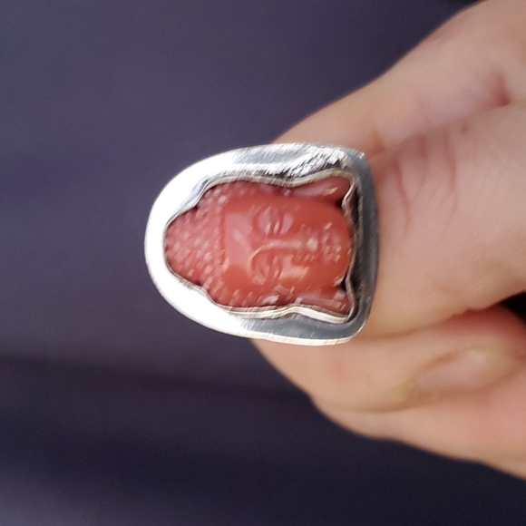 New Carved Buddha Head Unisex 925 Silver Ring. - Picture 10 of 13
